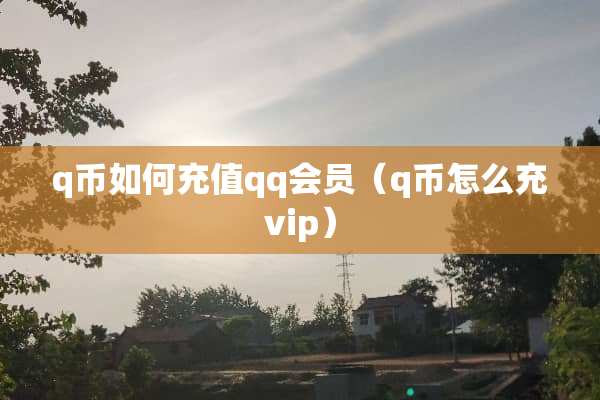 q币如何充值qq会员（q币怎么充vip）