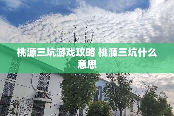桃源三坑游戏攻略 桃源三坑什么意思