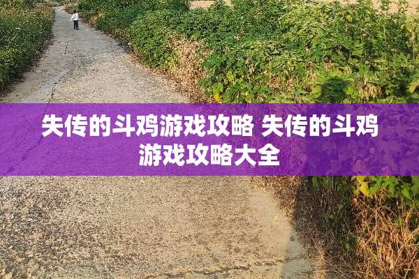 失传的斗鸡游戏攻略 失传的斗鸡游戏攻略大全