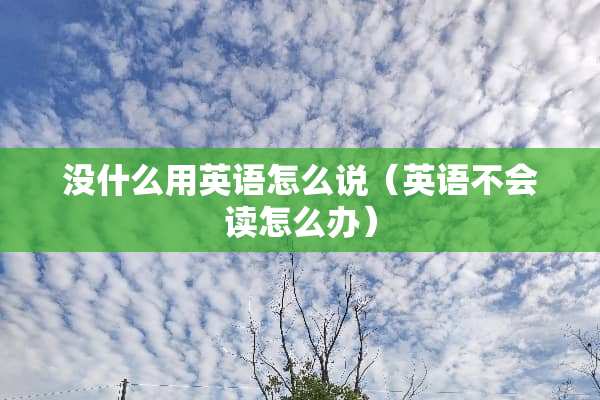 没什么用英语怎么说（英语不会读怎么办）