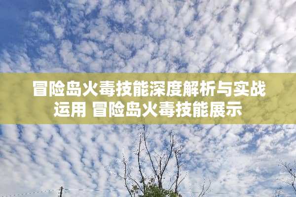 冒险岛火毒技能深度解析与实战运用 冒险岛火毒技能展示