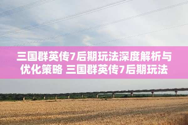 三国群英传7后期玩法深度解析与优化策略 三国群英传7后期玩法