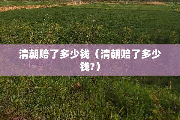 清朝赔了多少钱（清朝赔了多少钱?）