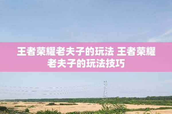 王者荣耀老夫子的玩法 王者荣耀老夫子的玩法技巧
