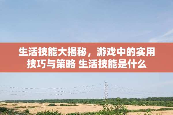 生活技能大揭秘，游戏中的实用技巧与策略 生活技能是什么