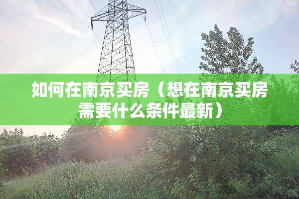 如何在南京买房（想在南京买房需要什么条件最新）