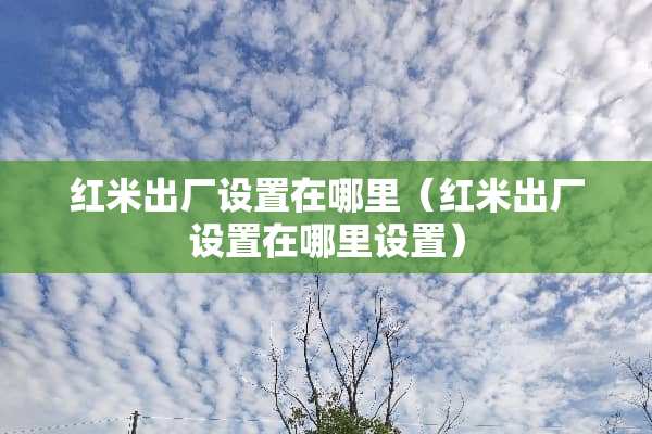 红米出厂设置在哪里（红米出厂设置在哪里设置）