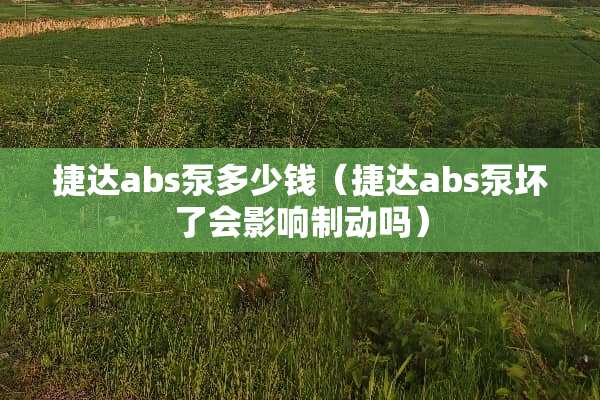捷达abs泵多少钱（捷达abs泵坏了会影响制动吗）