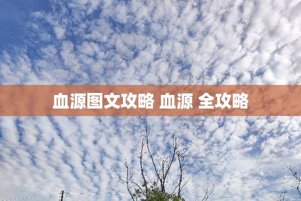 血源图文攻略 血源 全攻略 血源图文攻略 血源 全攻略