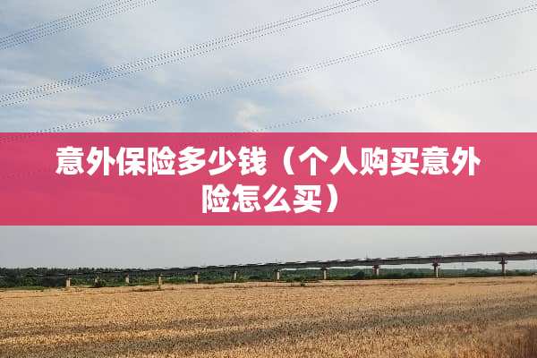 意外保险多少钱（个人购买意外险怎么买）