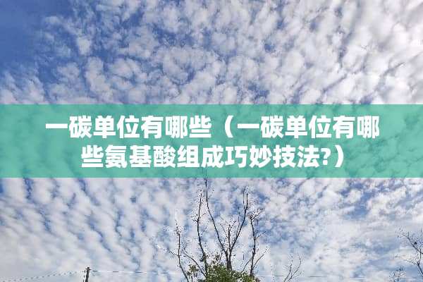 一碳单位有哪些（一碳单位有哪些氨基酸组成巧妙技法?）