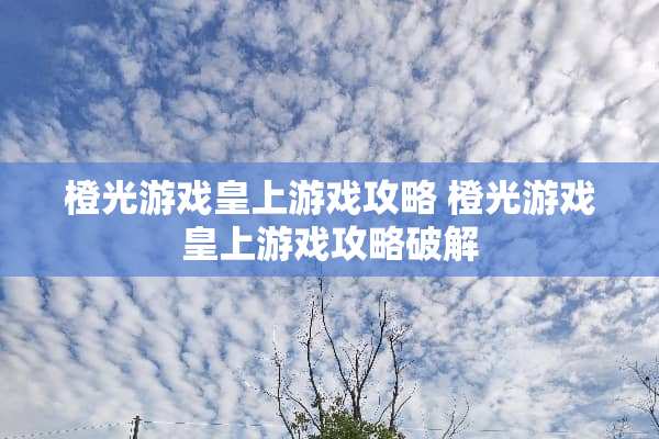 橙光游戏皇上游戏攻略 橙光游戏皇上游戏攻略**