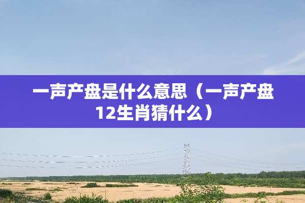 一声产盘是什么意思（一声产盘12生肖猜什么）