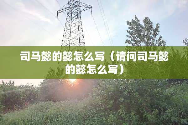 司马懿的懿怎么写（请问司马懿的懿怎么写）