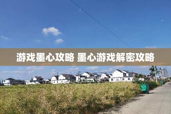 游戏墨心攻略 墨心游戏解密攻略 游戏墨心攻略 墨心游戏解密攻略