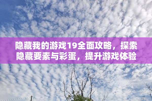隐藏我的游戏19全面攻略,探索隐藏要素与彩蛋,提升游戏体验 隐藏我的游戏19攻略 隐藏我的游戏19全面攻略,探索隐藏要素与彩蛋,提升游戏体验 隐藏我的游戏19攻略