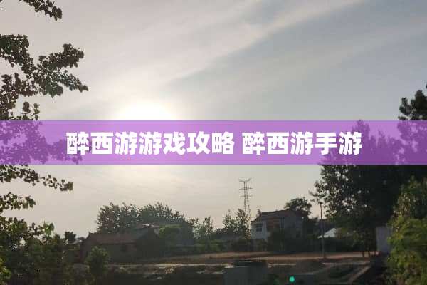 醉西游游戏攻略 醉西游手游 醉西游游戏攻略 醉西游手游