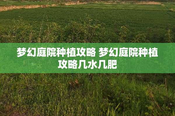 梦幻庭院种植攻略 梦幻庭院种植攻略几水几肥