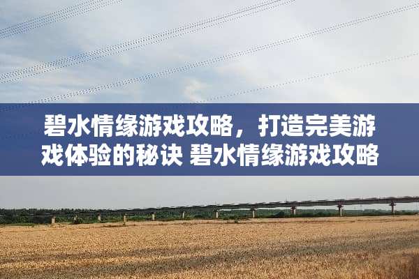 碧水情缘游戏攻略，打造完美游戏体验的秘诀 碧水情缘游戏攻略