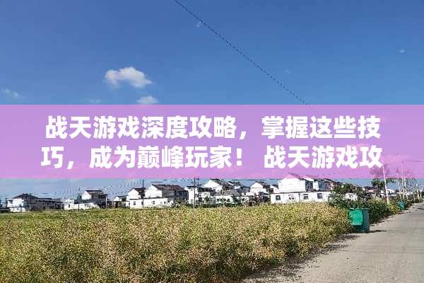 战天游戏深度攻略，掌握这些技巧，成为巅峰玩家！ 战天游戏攻略
