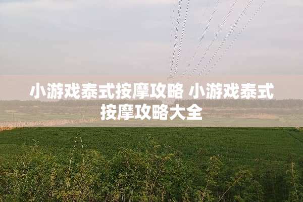 小游戏泰式按摩攻略 小游戏泰式按摩攻略大全