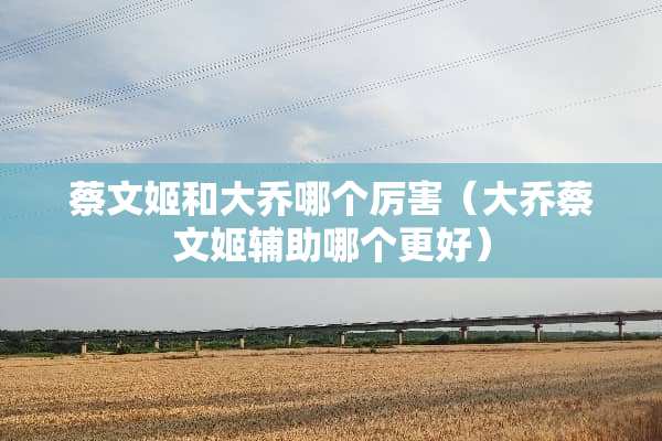 蔡文姬和大乔哪个厉害（大乔蔡文姬辅助哪个更好）