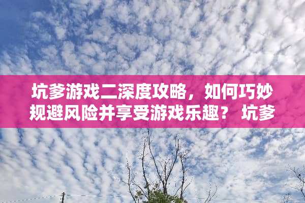 坑爹游戏二深度攻略，如何巧妙规避风险并享受游戏乐趣？ 坑爹游戏二攻略