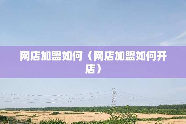 网店加盟如何（网店加盟如何开店）