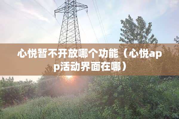 心悦暂不开放哪个功能（心悦app活动界面在哪）