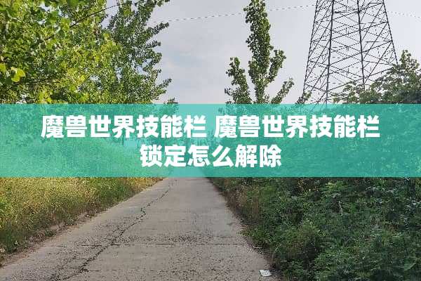 魔兽世界技能栏 魔兽世界技能栏锁定怎么解除