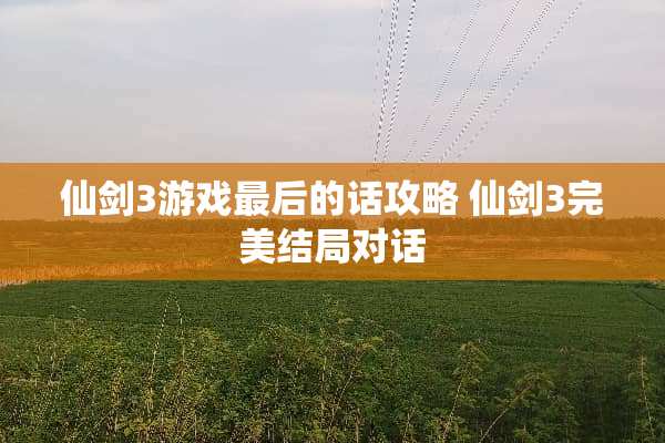 仙剑3游戏最后的话攻略 仙剑3完美结局对话