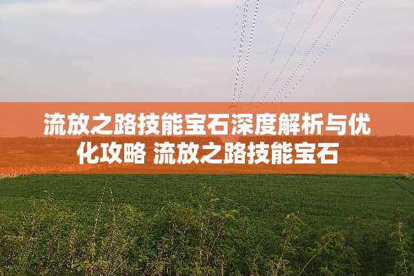 流放之路技能宝石深度解析与优化攻略 流放之路技能宝石