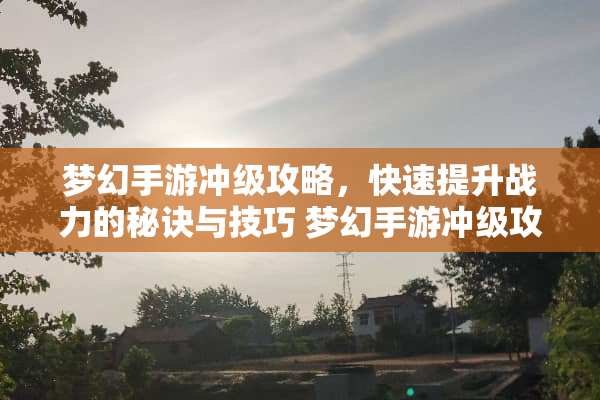 梦幻手游冲级攻略，快速提升战力的秘诀与技巧 梦幻手游冲级攻略