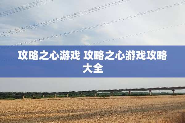 攻略之心游戏 攻略之心游戏攻略大全