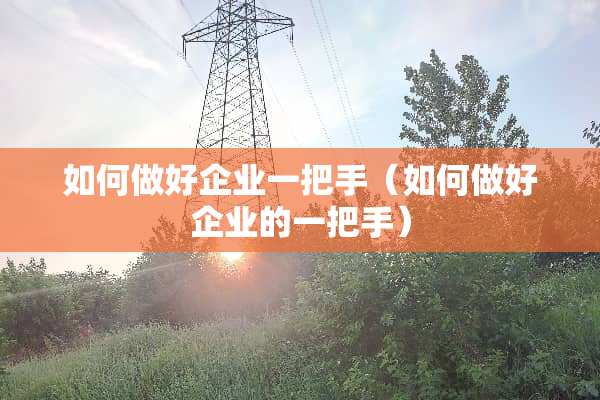 如何做好企业一把手（如何做好企业的一把手）
