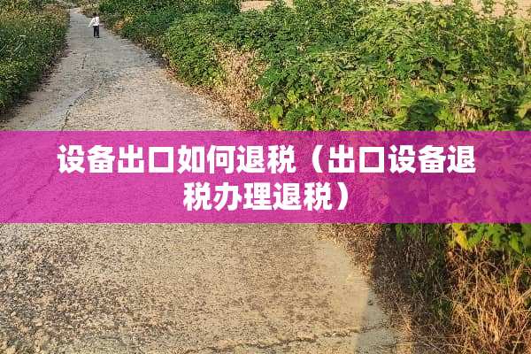 设备出口如何退税（出口设备退税办理退税）