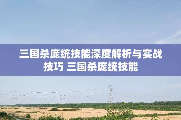 三国杀庞统技能深度解析与实战技巧 三国杀庞统技能
