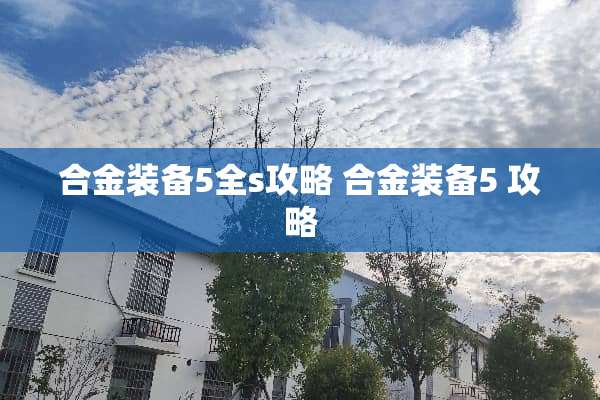 合金装备5全s攻略 合金装备5 攻略