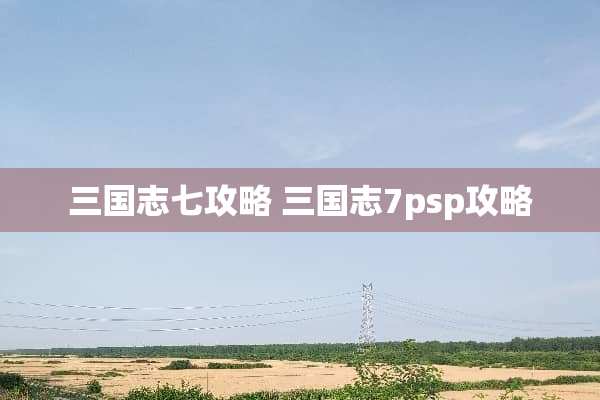 三国志七攻略 三国志7psp攻略