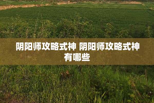*阳师攻略式神*阳师攻略式神有哪些