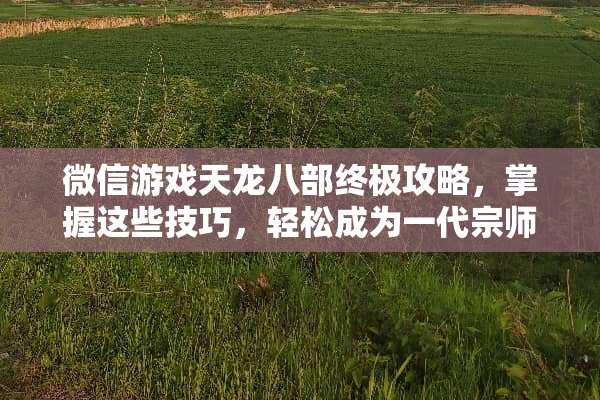 微信游戏天龙八部终极攻略，掌握这些技巧，轻松成为一代宗师！ 微信游戏天龙八部攻略