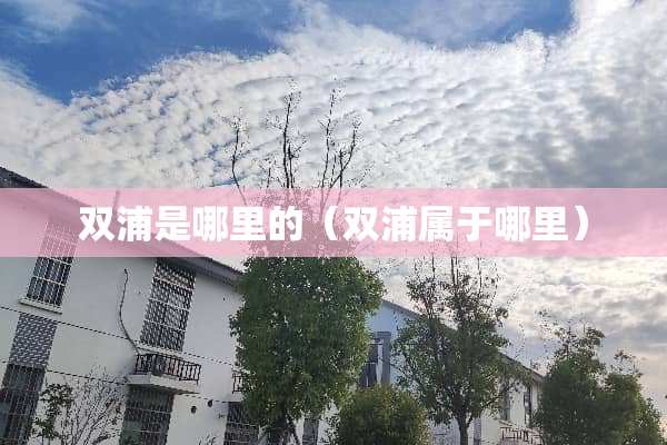 双浦是哪里的（双浦属于哪里）