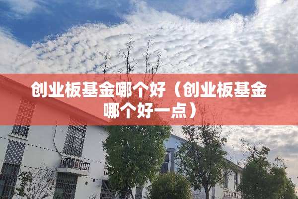 创业板基金哪个好（创业板基金哪个好一点）