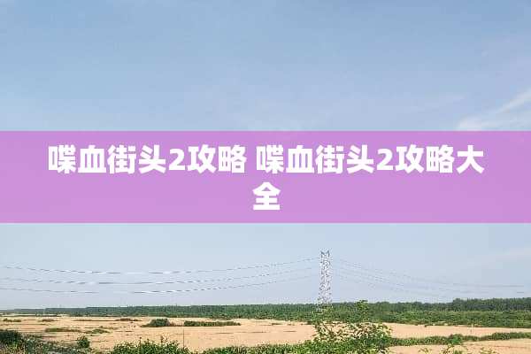 喋血街头2攻略 喋血街头2攻略大全