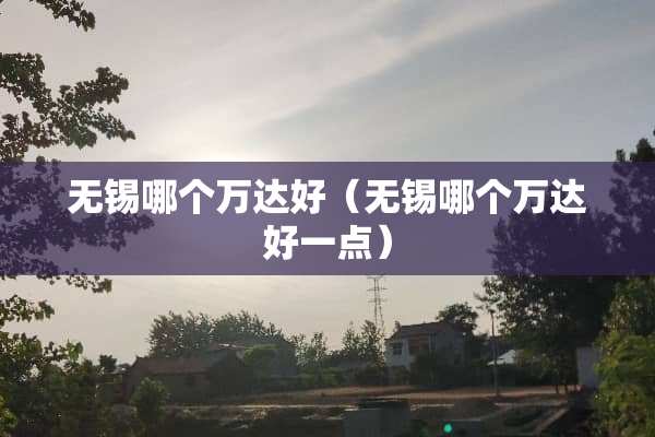 无锡哪个万达好（无锡哪个万达好一点）