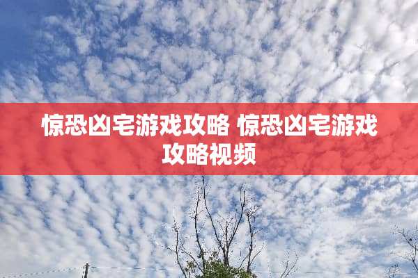 惊恐凶宅游戏攻略 惊恐凶宅游戏攻略视频