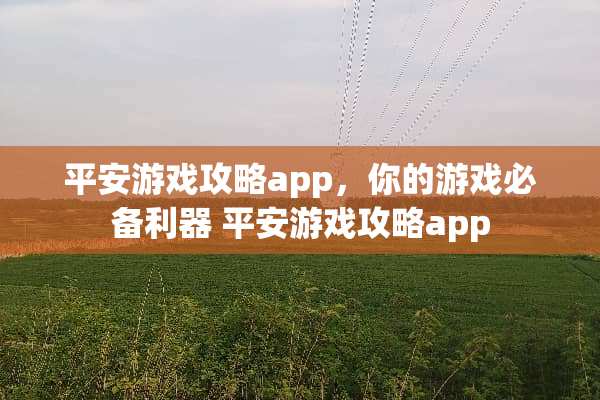 平安游戏攻略app，你的游戏必备利器 平安游戏攻略app