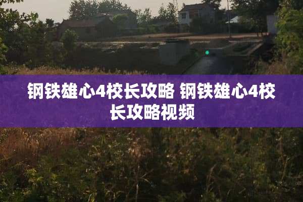 钢铁雄心4校长攻略 钢铁雄心4校长攻略视频