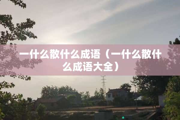一什么散什么成语（一什么散什么成语大全）