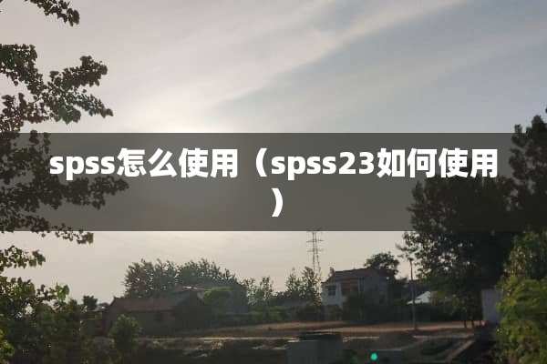 spss怎么使用（spss23如何使用）